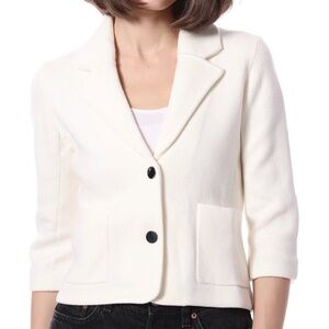 Minnie Rose Cream Cotton Blend Shrunken Blazer NWT Workwear Evening XL